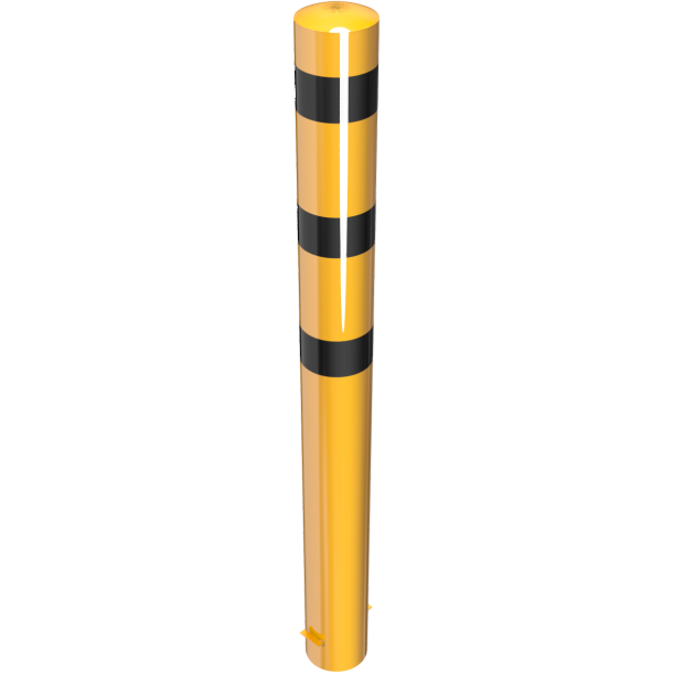 Bollard | steel tube  193 x 3,6 mm | yellow / black | stationary, for casting in concrete | total length: 2000 mm | with welded steel cap